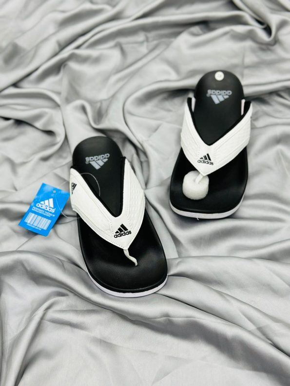 Adidas Mens Slippers White Black