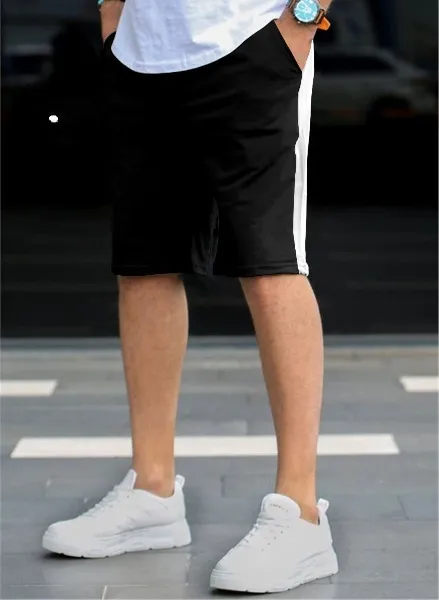 Men’s Black Shorts With White Line